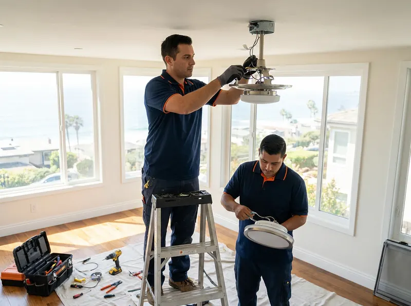 Light Fixture & Ceiling Fan Swap in La Jolla, CA